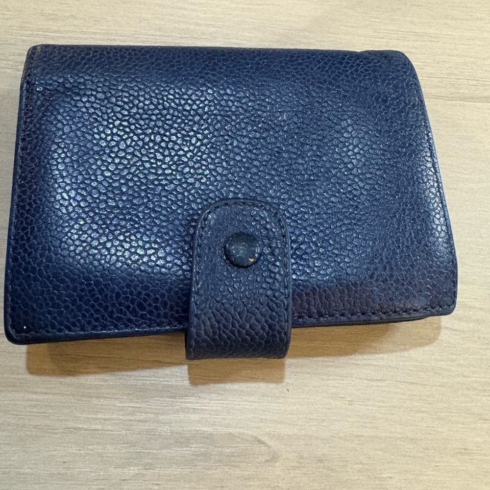 Chanel Vintage Caviar Leather Kiss lock  Wallet – Blue 3.5"x4.75" - Picture 3 of 16